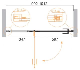 Душевая дверь Cezares Bellagio 100см брашированное золото BELLAGIO-B-12-100-C-BORO